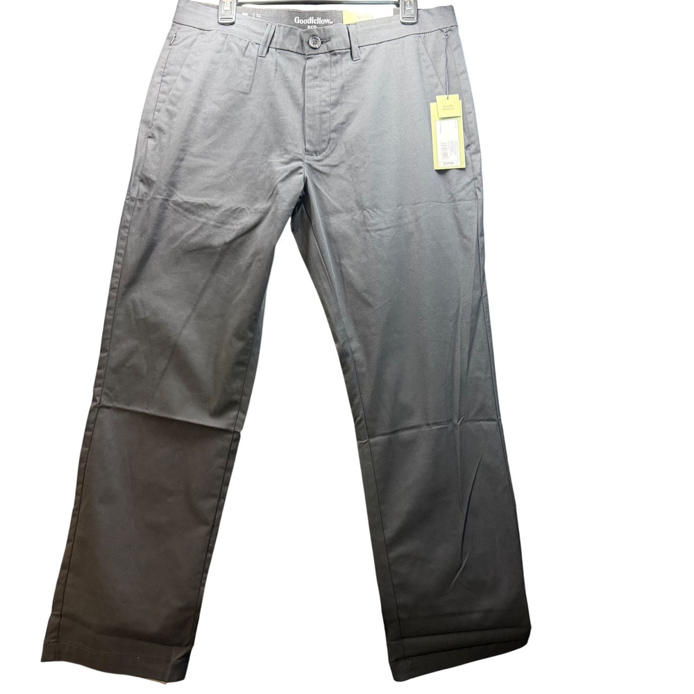 Goodfellow Tech‎ Chino Men 33x30 Black Straight Wrinkle Resist Stretch Gorp NWT